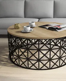 Konferenční stolky Hanah Home Konferenční stolek Selin 90 cm černý/hnědý