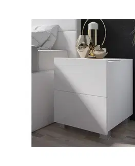 Noční a toaletní stolky Konsimo Sp. z o.o. Sp. k. Noční stolek PAVO 45x40 cm lesklá bílá 
