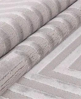 Hladce tkaný koberce Dizajnový Koberec 120x170cm, Nízky Vlas - Stříbrný