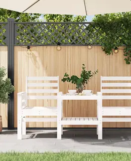 Zahradní lavice Zahradní lavice se stolkem 2místná bílá masivní borové dřevo