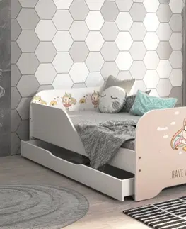 Dětské postele Dětská postel MIKI 160 x 80 cm s motivem jednorožce