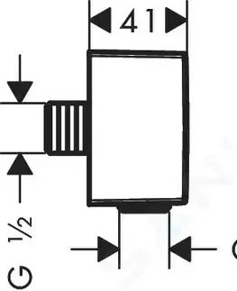 Koupelnové baterie HANSGROHE Fixfit Přípojka hadice Square se zpětným ventilem, kartáčovaný černý chrom 26455340