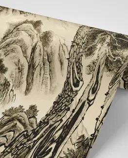 Samolepící tapety Samolepící tapeta čínská sépiová krajinomalba