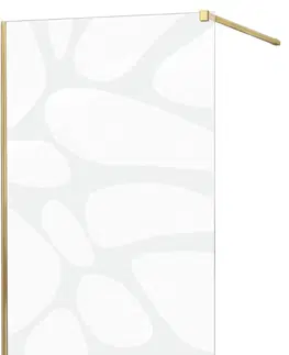 Sprchové zástěny MEXEN/S KIOTO Sprchová zástěna WALK-IN 110x200 cm 8 mm, zlatá, bílý vzor 800-110-101-50-97
