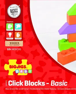Dřevěné hračky Bigjigs Toys Dřevěné kostky CONNECT basic set