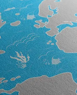 Obrazy mapy Obraz nebesky modrá mapa světa