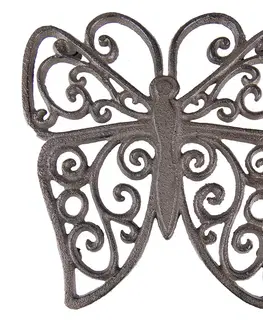Prkénka a krájecí desky Litinová podložka pod konvici ve tvaru motýla - 18*19*2 cm Clayre & Eef 6Y5275