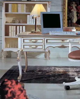 Stylové a luxusní pracovní a psací stoly Estila Luxusní barokní psací psací stůl Leslie z masivu s pěti zásuvkami 166 cm
