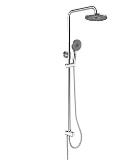 Sprchy a sprchové panely MEREO Sprchový set s tyčí, hadicí, ruční a talíř. kulatou sprchou, černá CB95001SB1