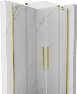 Sprchové kouty MEXEN/S Velar Duo čtvercový sprchový kout 80 x 80, transparent, zlatá kartáčovaná 871-080-080-02-55