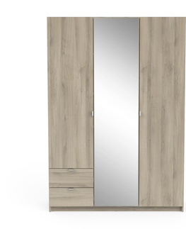 Šatní skříně Kombinovaná skříň ZOLI 2 se zrcadlem 3D2S, dub kronberg