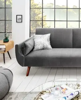 Luxusní a designové sedačky Estila Stylová rozkládací sedačka DOMINGO šedý samet