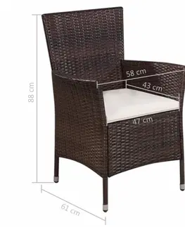 Zahradní křesla a židle Zahradní židle s taburetem polyratan Černá