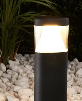 Sloupková světla Lucande Tmavě-šedé LED svítidlo s podstavcem Milou