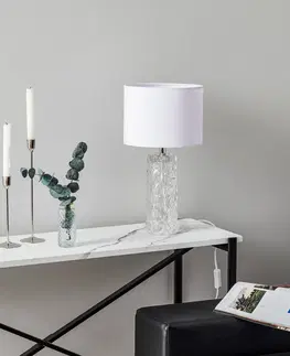 Stolní lampy na noční stolek Markslöjd Bílá stolní lampa Madame s textilním stínidlem