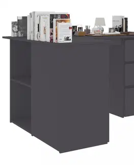 Kancelářské skříně Rohový psací stůl se šuplíky 145x100 cm Dekorhome Černá