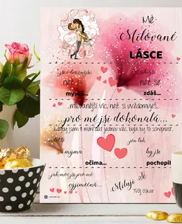 Cedulky s věnovaním (dárky) Dárek na Valentýna - Vyznání lásky pro vaši přítelkyni - tabulka na stěnu