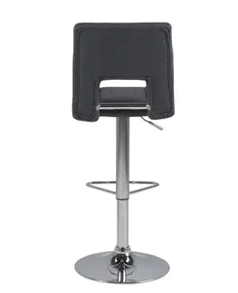 Barové židle Dkton Designová barová židle Nerine tmavě šedá a chromová-tkanina