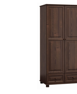Šatní skříně Skříň šatní 2D BHAGIRA 5, šíře 90 cm, masiv borovice, moření: ořech