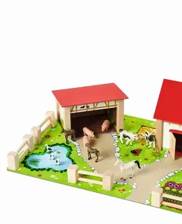 Hračky SIMBA - Farma dřevěná s příslušenstvím