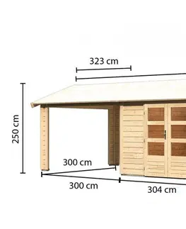 Dřevěné plastové domky Dřevěný zahradní domek THERES 7 s přístavkem Lanitplast
