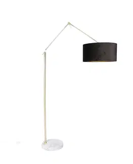 Stojaci lampy Moderní stojací lampa zlaté velurové stínidlo černá 50 cm - Redakce