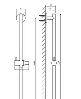 Sprchy a sprchové panely OMNIRES Sprchová tyč s posuvným držákem, 66 cm, černá DR12BL