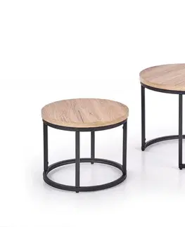 Konferenční stolky Odkládací stolek 2 ks OREO Halmar Ořech