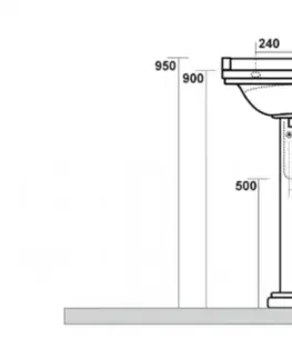 Koupelnové baterie KERASAN WALDORF universální keramický sloup k umyvadlům 60, 80 cm, bílá 417001