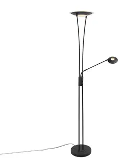 Stojaci lampy Moderní stojací lampa černá včetně LED s čtecím ramenem - Ibiza