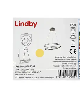 Svítidla Lindby Lindby - LED Stmívatelný lustr na lanku SMART VERIO LED/27W/230V + DO 