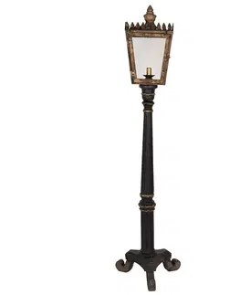 Lampy Černo-zlatá stojací lampa ve tvaru pouliční lampy Pip - 44*40*172 cm E14/max 1*25W Clayre & Eef 5LMP364