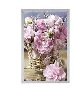 Vázy Plakát růžový karafiát ve vintage nádechu