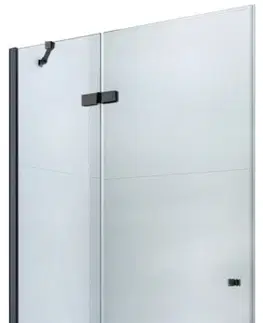 Sprchové kouty MEXEN ROMA křídlové dveře 90x190 cm 6mm, černé, transparent se stěnovým profilem 854-090-000-70-00