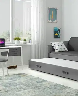 Postele BMS Dětská postel s přistýlkou DAWID | šedá 80 x 190 cm Barva: Šedá