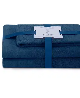 Ručníky AmeliaHome Sada 3 ks ručníků FLOSS klasický styl námořnická modrá, velikost 50x90+70x130