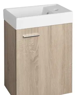 Koupelnový nábytek AQUALINE ZOJA skříňka s keramickým umyvadlem 40x22 cm, dub platin 51049DP-02