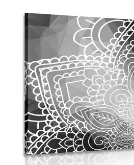 Černobílé obrazy Obraz prvky Mandaly v černobílém provedení