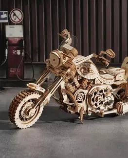 Dřevěné hračky RoboTime 3D dřevěné mechanické puzzle Motorka (cruiser)
