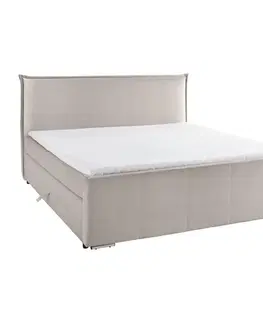 Americké postele Postel boxspring s toperem, 200x200 Cm, Béžová