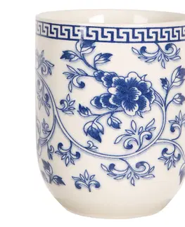 Hrnky a šálky Porcelánový kalíšek na čaj s modrými květy - ∅ 6*8 cm / 0,1L Clayre & Eef 6CEMU0087