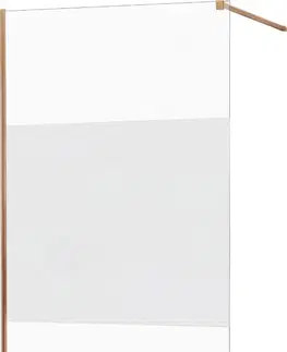 Sprchové zástěny MEXEN/S KIOTO Sprchová zástěna WALK-IN 100x200 cm 8 mm, růžové zlato, Transparent/matné sklo 800-100-101-60-35