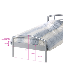 Postele AVICENNA, kovová postel, 90x200 cm