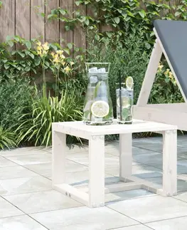 Zahradní stolky Zahradní odkládací stolek bílý 40x38x28,5 cm masivní borovice