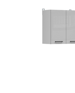 Kuchyňské linky JAMISON, skříňka horní 60 cm, bílá/světle šedý lesk 