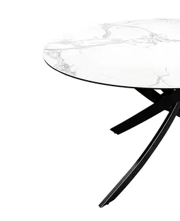 Jídelní stoly LuxD Kulatý jídelní keramický stůl Halia 120 cm bílý