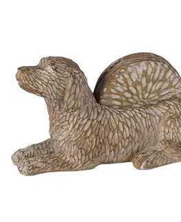 Prostírání Dřevěný dekorativní stojánek ve tvaru psa na podtácky (4 ks) - 12*9*21 cm Clayre & Eef 6PR3396