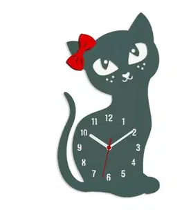 Hodiny ModernClock Nástěnné hodiny Cat šedé