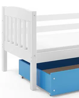 Postele BMS Dětská postel KUBUŠ 1 s úložným prostorem| bílá Barva: bílá / modrá, Rozměr: 190 x 80 cm
