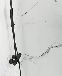 Sprchové zástěny Rea AERO 80 cm s poličkou a věšákem EVO matně černá